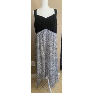 Sami & Jo Maxi Dress 2X Hanky Hem Flowy Fitted Bodice Sleeveless